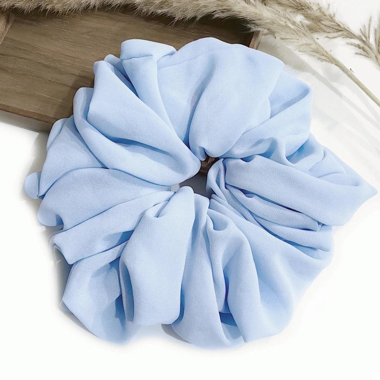 Big Size Chiffon Scrunchies For Muslim Women Custom Elastic Volumizing Oversized Neat stitching Malaysian Bunch Hair Tie