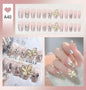 24pcs Luxury Handmade Nail Art Glossy Long Ballet Fake Nails Full Rhinestone Press On Nails Y2K False Nails For Women Girl Party