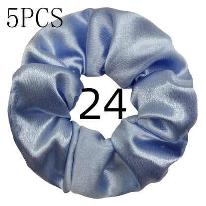 10/5pcs/lot Accessoires Women Girls Silky Satin Hair Scrunchies Solid Elastic Elegant Rubber Band Headwear Holder Scrunchy Black