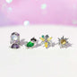 4pcs/set Small Cartoon Sweet Princess Stud Earrings Gold Color Women Girls Cubic Zircon Gift Jewelry