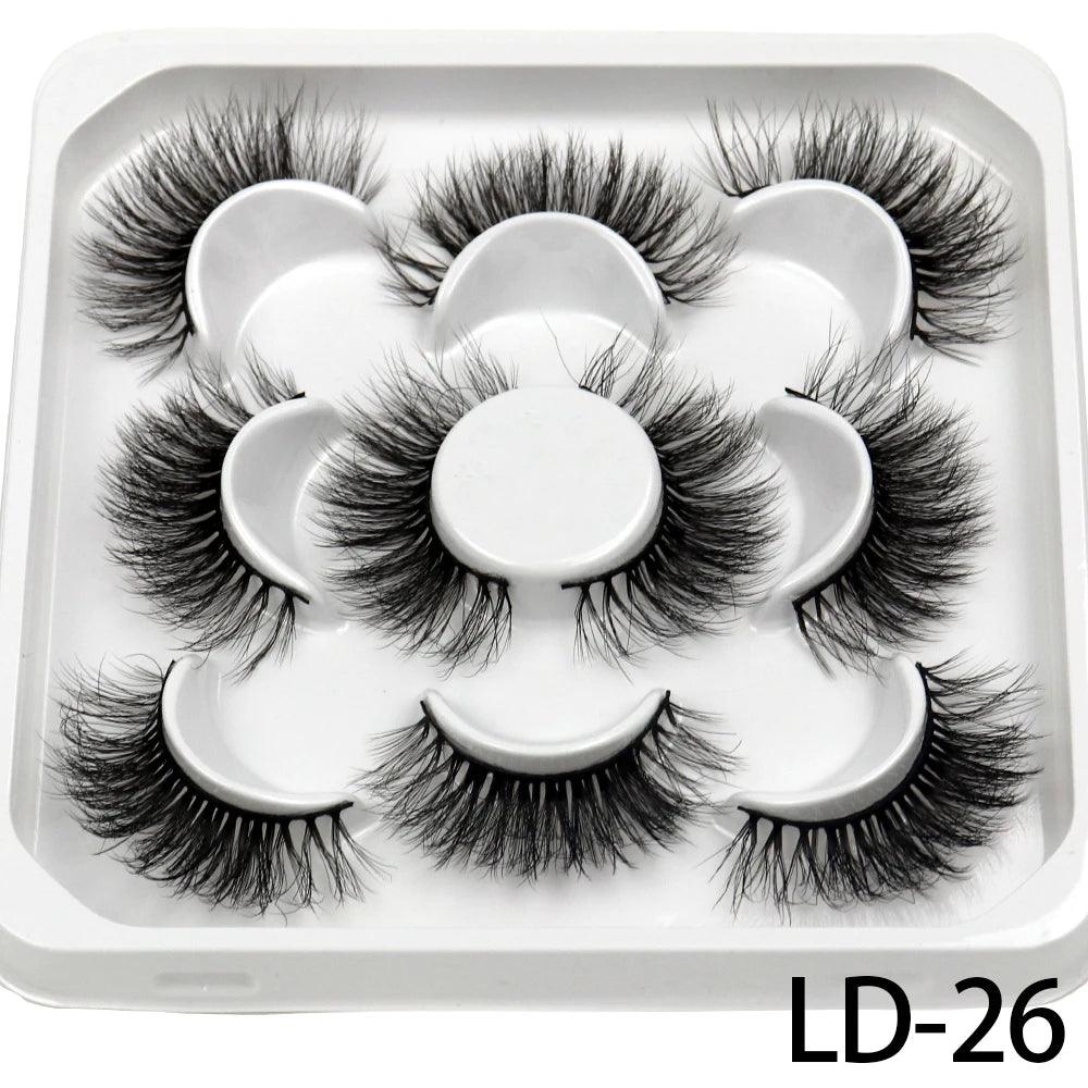 5 Pairs 25mm 3D Mink Eyelashes Bulk Russian roll Fluffy Natural False Eyelash Dramatic Mink lashes Makeup tools Wholesale lashse