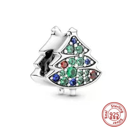 925 Silver Christmas Tree Socks Hat Santa Claus Elk Deer Snowflake Winter Beads Fit Pandora Charm Bracelet Christmas DIY Jewelry