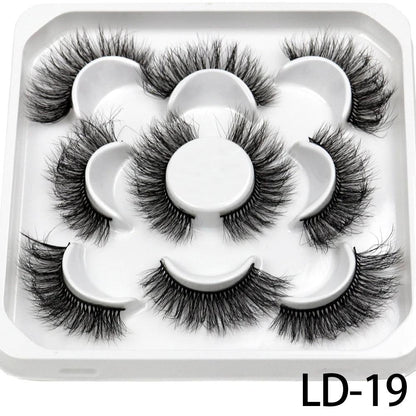 5 Pairs 25mm 3D Mink Eyelashes Bulk Russian roll Fluffy Natural False Eyelash Dramatic Mink lashes Makeup tools Wholesale lashse