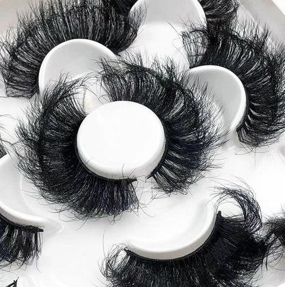 5 Pairs 25mm 3D Mink Eyelashes Bulk Russian roll Fluffy Natural False Eyelash Dramatic Mink lashes Makeup tools Wholesale lashse