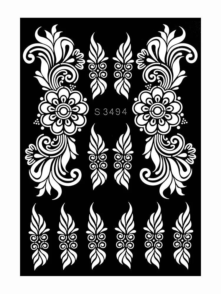 Hollow Drawing Henna Template for Hand Henna Tattoo Stencil Flower Tattoo Design for Women Wedding Festival Party Tatoo Tools