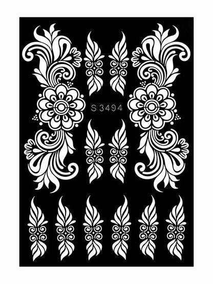 Hollow Drawing Henna Template for Hand Henna Tattoo Stencil Flower Tattoo Design for Women Wedding Festival Party Tatoo Tools