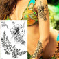 Black Flower Rose Waterproof Temporary Bird Snake Sexy Body Arm Leg Gem Henna Tattoo Fashion Big Fake Sleeve Sticker