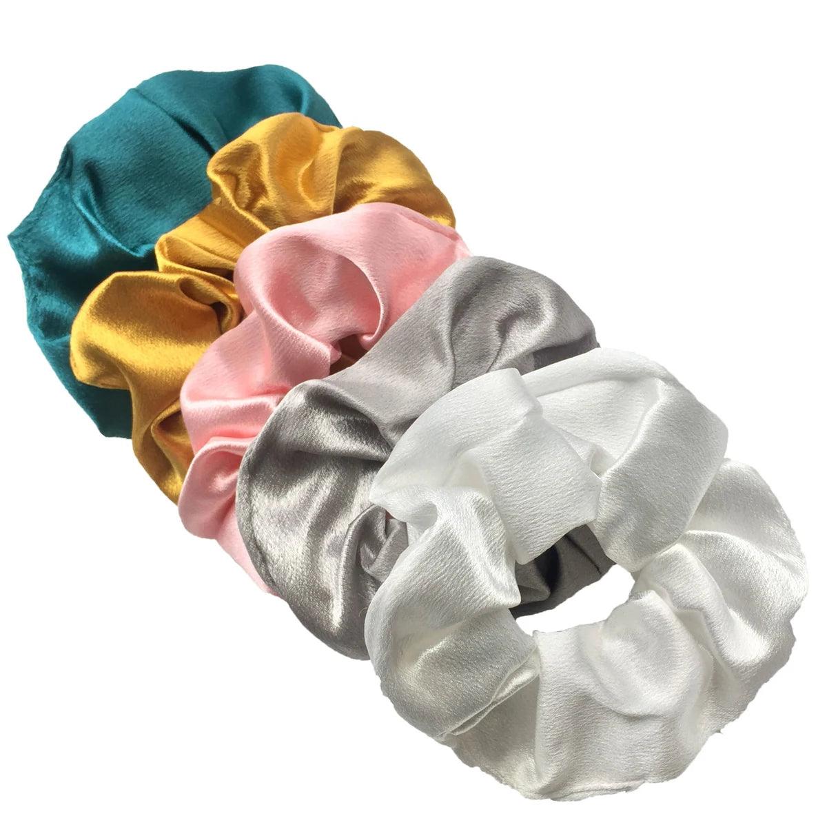 10/5pcs/lot Accessoires Women Girls Silky Satin Hair Scrunchies Solid Elastic Elegant Rubber Band Headwear Holder Scrunchy Black