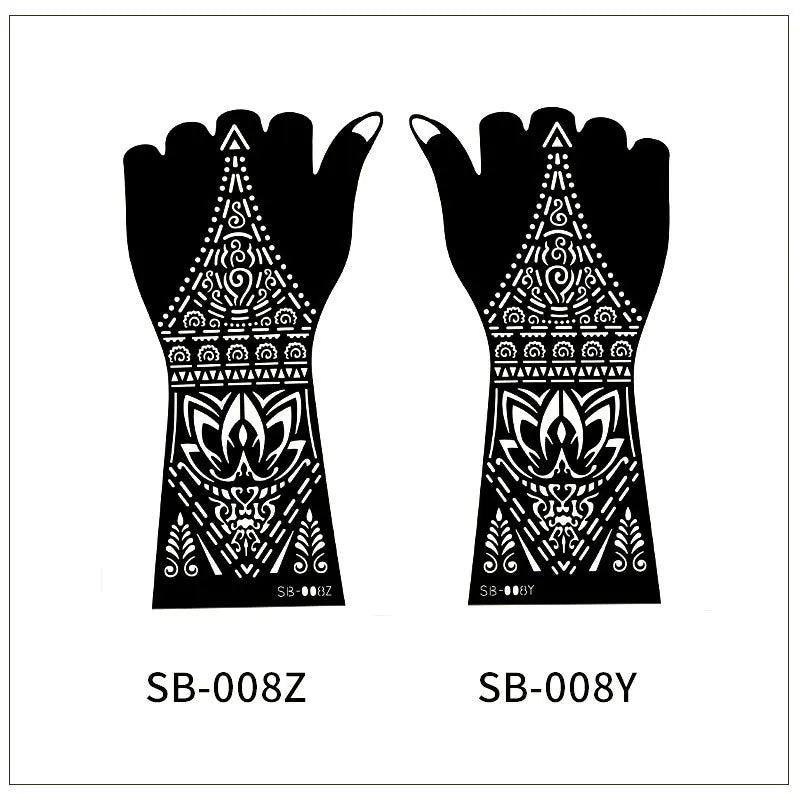 1 Pair Flower Tattoo Stencil for Hand Henna Tattoo Templates Mandala Lace  Design Wedding Painting Henna Kit Tool