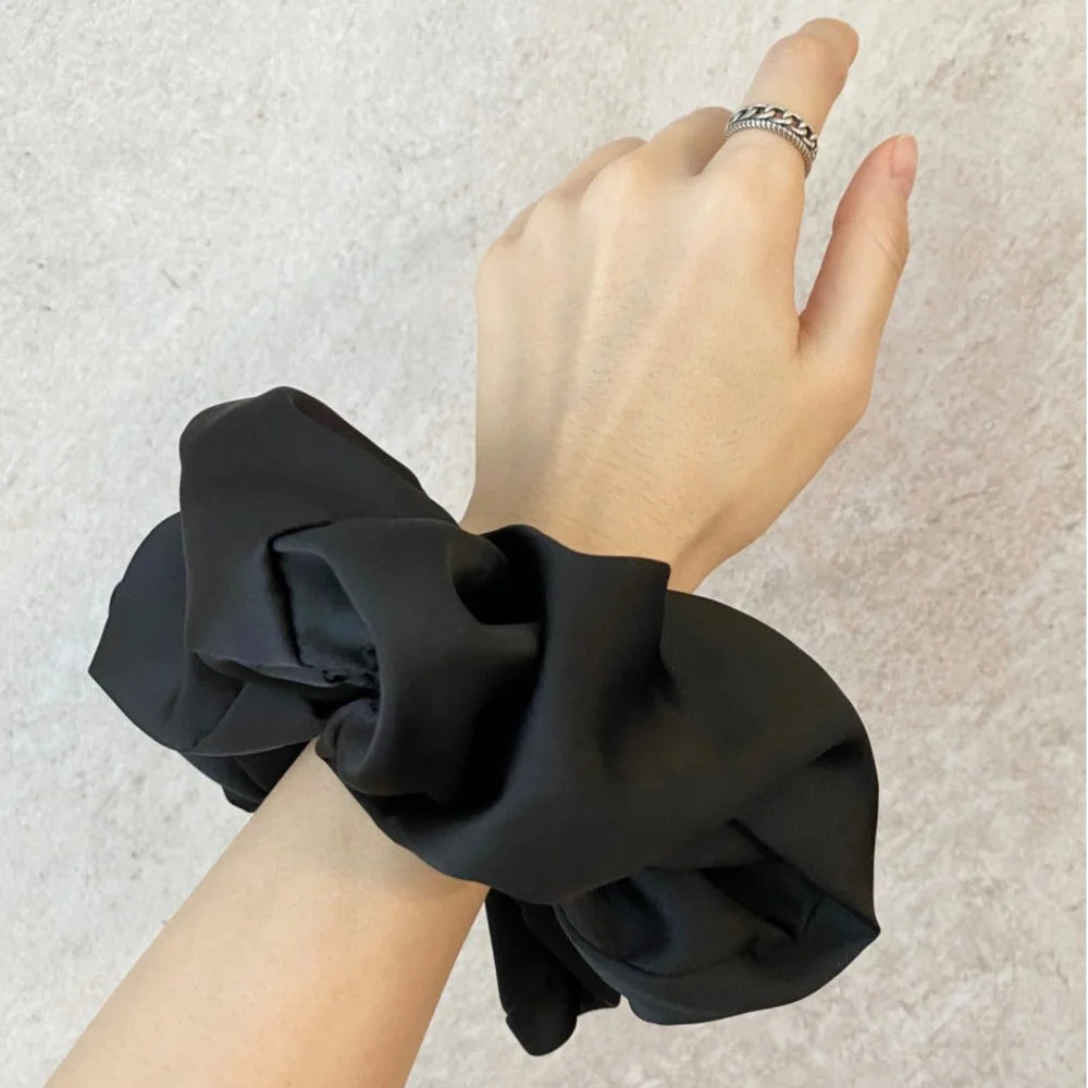 Fashion Oversized Silk Scrunchies for Women Korean Chiffon Elastic Hair Ties Ponytail Holder Headwear Chouchou Cheveux Femme