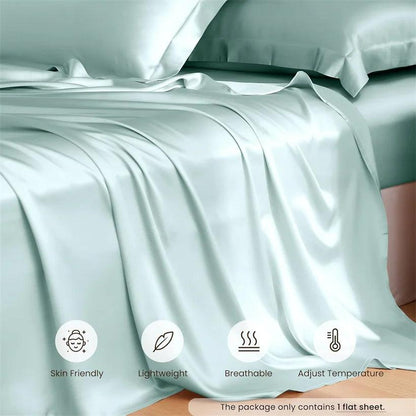 100% Mulberry Silk Flat Bed Sheet for Double Bed Single Queen King Solid Color Top Sheets for Beds Luxurious Smooth Bed Cover