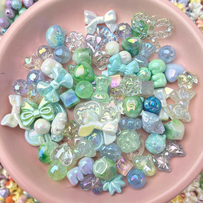 20g Y2K Randomly Mixed Bowknot Flower Heart Acrylic Cute Beads for DIY Necklace Keychain Bracelet Jewelry Craft Making Accessory