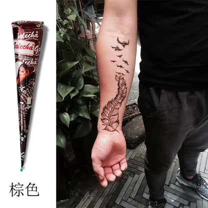 New Henna Tattoo Paste Black brown red white Henna Cones Indian For Temporary DIY Tattoo Sticker Body Paint  Cone henne