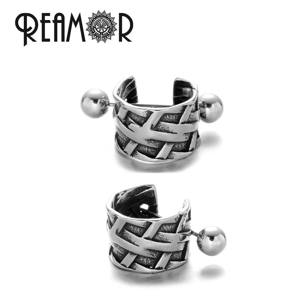 REAMOR Gothic U Shaped Hoop Earrings Women Men Stainless steel X Symbol Piercing Clip On Earrings Punk Trendy Jewelry Gift 1 Set - HighGloss Shop