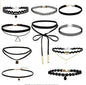 WKOUD 16Style Set Choker Set Black Chokers Necklaces Women Velvet Choker Necklaces Girls Classic Choker Henna Choker Layered