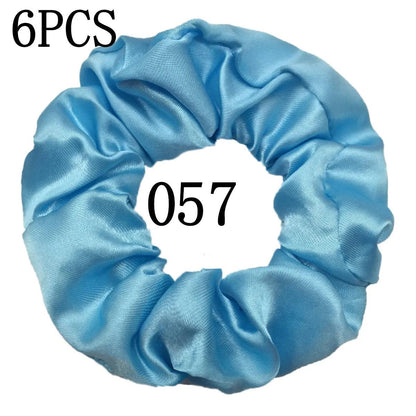 6pcs/lot Hair Scrunchies Bands Scrunchy Ties Ropes Ponytail Holder for Women or Girls Accessories Satin Headwear Solid 100 Color