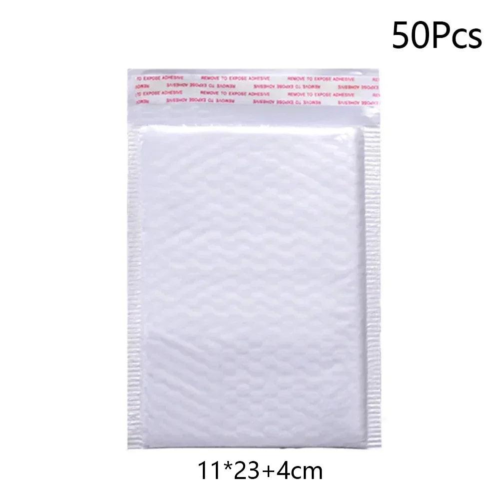 50Pcs Bubble Mailers White Poly Bubble Mailer Self Seal Padded Gift Bag Packaging Envelope Bags Book Shipping Package Bag