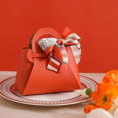 10PCS Distribute Leather Pink Gift Bags Wedding Favour Bag for Guest Mini Handbag with Ribbon Candy Packaging Box Party Decor