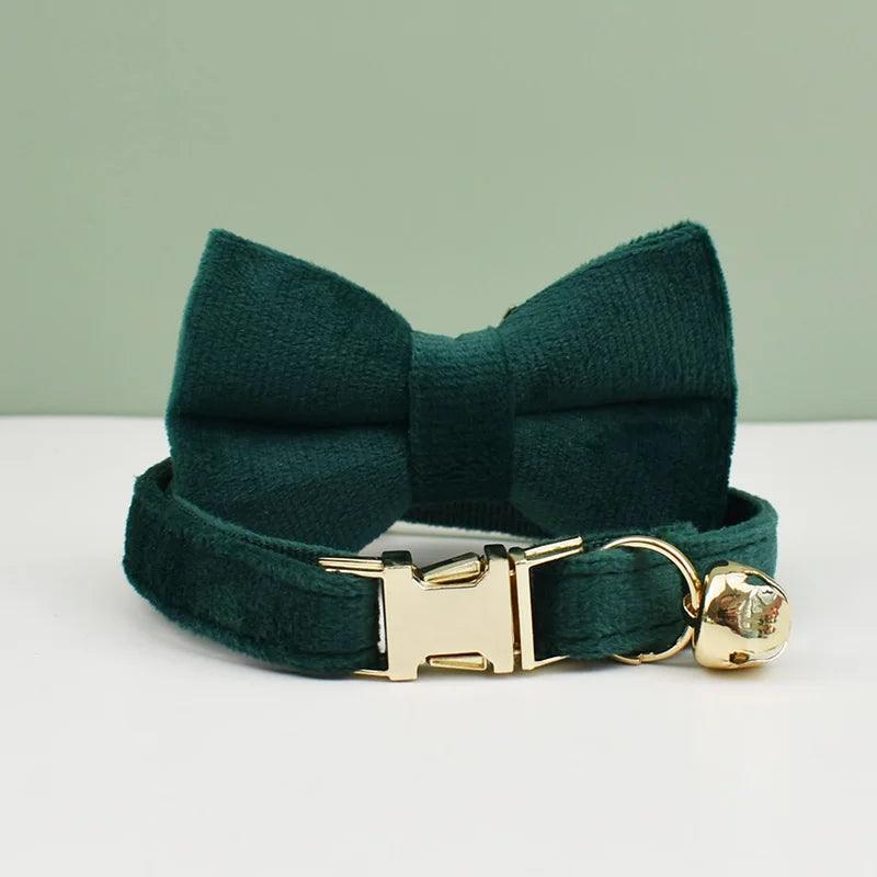 Velvet Cat Collar Bowknot Personalized Collar for cats Cat Supplies cat collar belt with bell and a bow