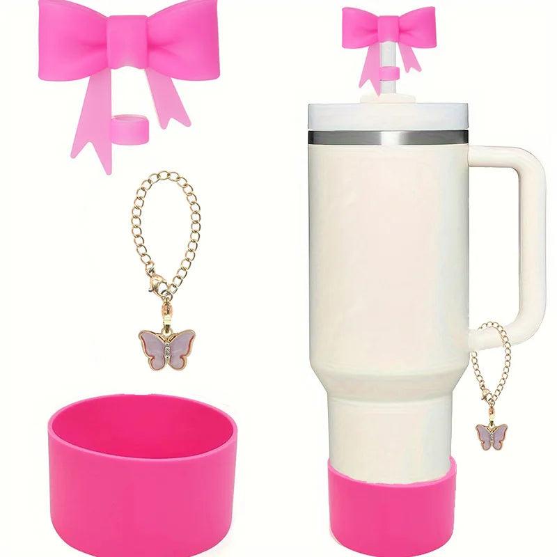 Accessories for Stanley Cup 10mm Bow Straw Cover Cap Water Bottle Boot Charm Chain for Tumbler with Handle thermal water bottle