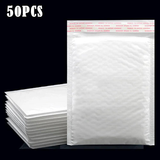 50Pcs Bubble Mailers White Poly Bubble Mailer Self Seal Padded Gift Bag Packaging Envelope Bags Book Shipping Package Bag