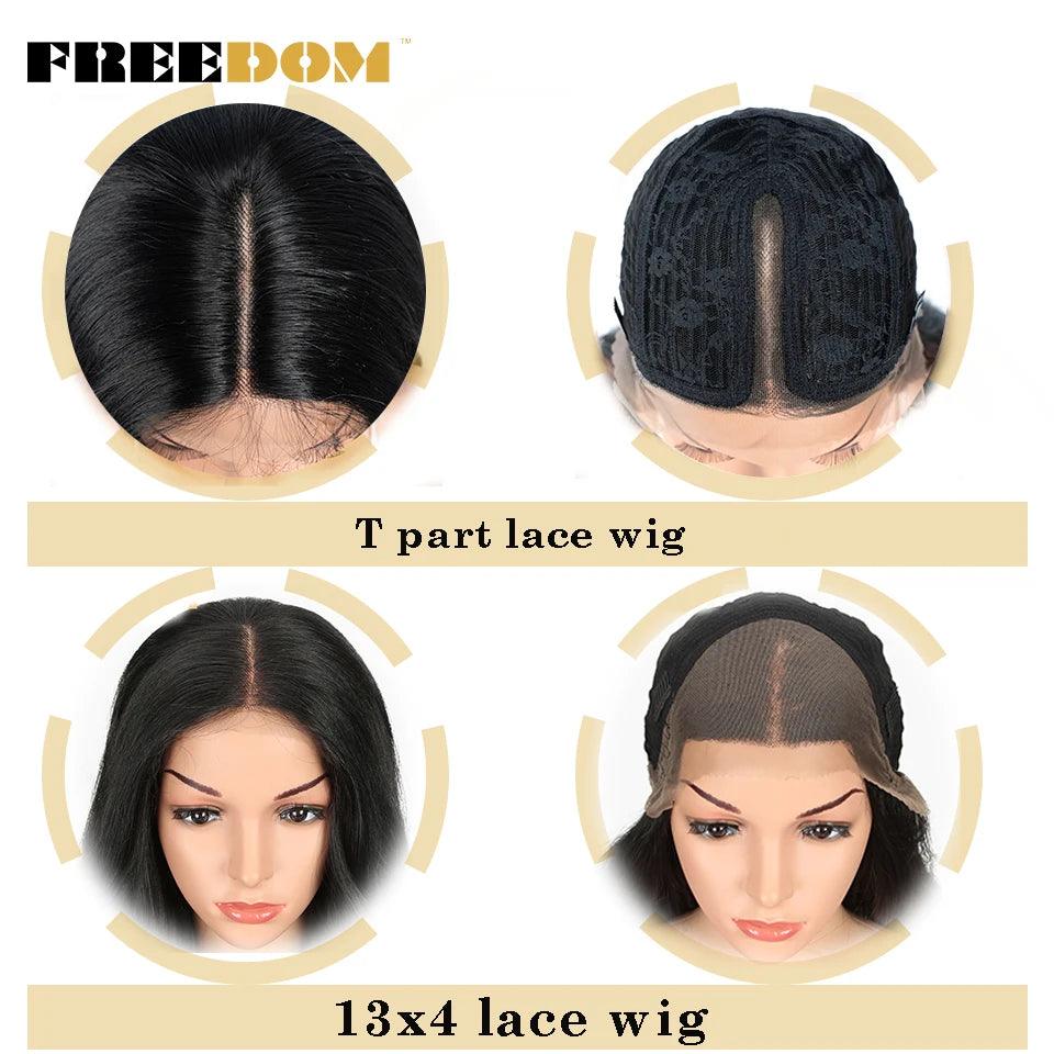 FREEDOM 13X4 Synthetic Lace Frontal Wigs For Women Body Wave Ombre Blonde Brown Ginger Lace Wigs Heat Resistant Cosplay Wigs - HighGloss Shop