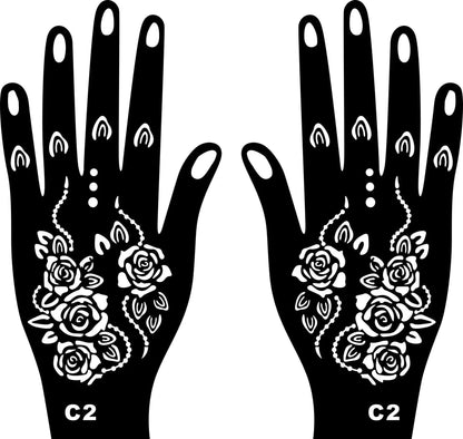 2024 New Professional Henna Stencil Temporary Hand Tattoo Body Art Sticker Template Wedding Tool Flower Tattoo Stencil