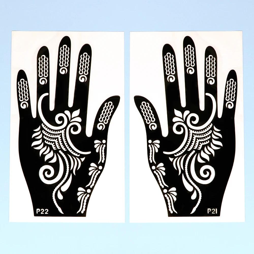 2pcs Henna Tattoo Stencils Templates For Women Temporary Tattoo Indian Fashion Flower Wedding Tattoo Supplies For DIY Body Art