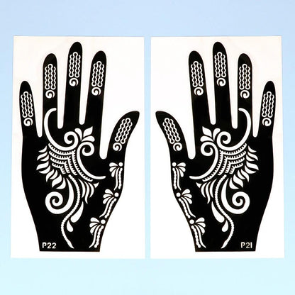 2pcs Henna Tattoo Stencils Templates For Women Temporary Tattoo Indian Fashion Flower Wedding Tattoo Supplies For DIY Body Art