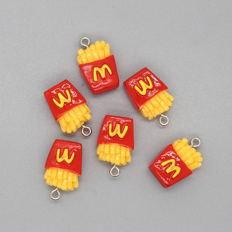 10pcs/pack Cute 3D Small Potato Chips Resin Charms Double Sided Potato Chips Food Pendants For Earring Keychain Jewelry Make DIY