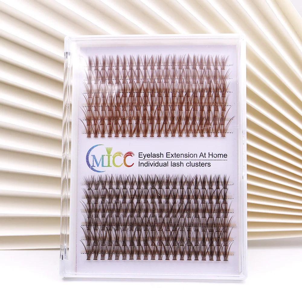 30D Mix Brown Lash Cluster Kit Mixed Length Fluffy Individual Lash Extension Kit DIY 240Pcs Eyelash Extension Kit Natural Brown