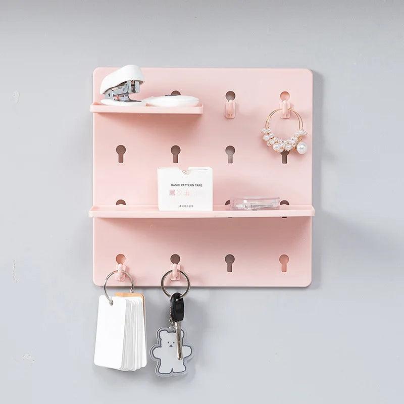 Room Decor Hole Board Wall Shelf Hooks Desk Organizer Make Up Organizers Room Storage Rack Home Accessories Punch-free Holes