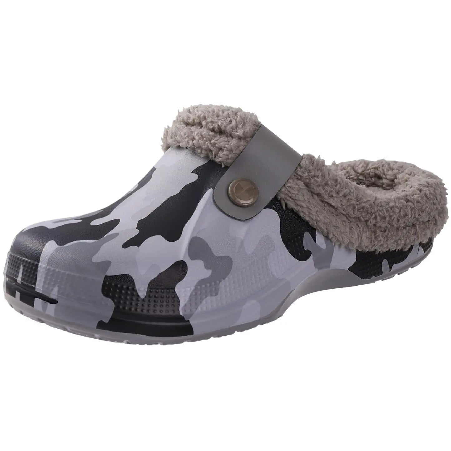 Bebealy Casual Women Garden Shoes Warm Fluffy Men Slippers Winter Waterproof Outdoor Antiskid Slippers Classic Leopard Slippers