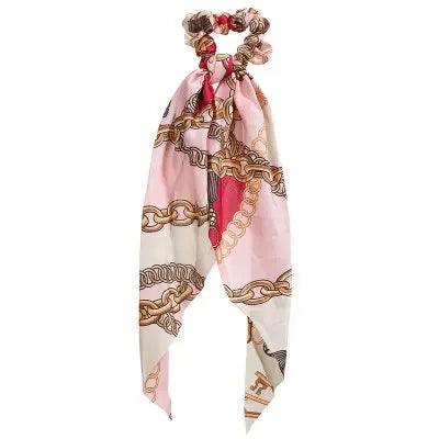 Floral Print Bow Satin Long Ribbon Ponytail Scarf Hair Tie Scrunchies Women Girls Elastic Hair Bands Hair Accessories