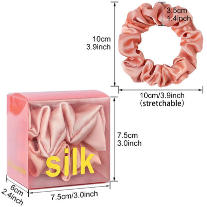 2PCS 100% Pure Mulberry Silk Hair Scrunchies Solid Color Hair Ties Women Big Hairbands Hair Accessories Skinny Scrunchies