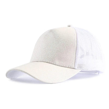 2023 New Summer Glitter High Ponytail Baseball Cap Female Snapback Hat Casual Black White Pink Mesh Trucker Caps for Women Gorra