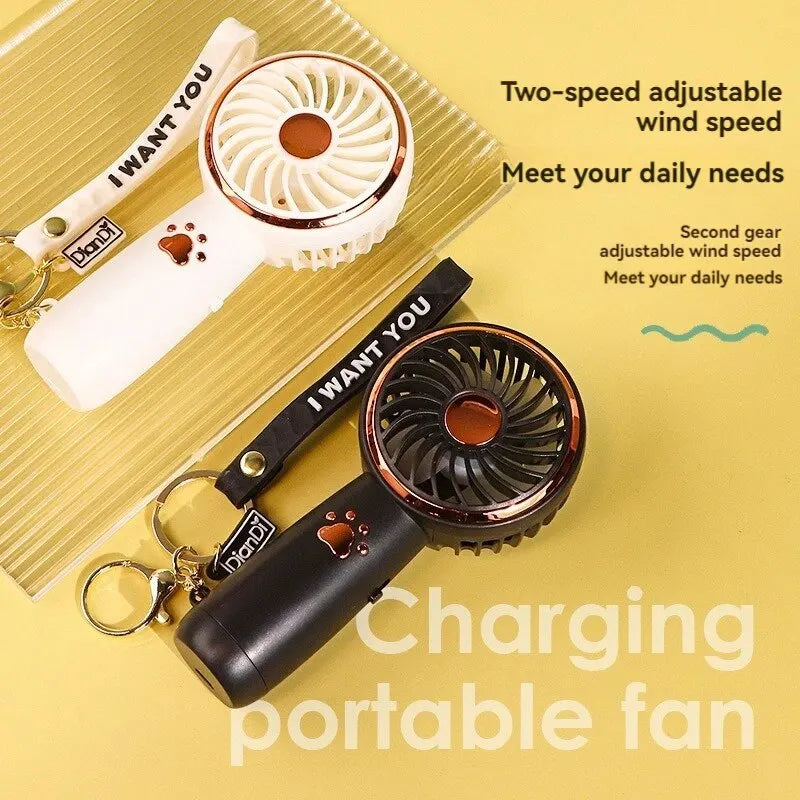 2024 Summer New Mini Mini Fan Cute Cartoon Portable Charging USB Handheld Fan Student Outdoor Fan