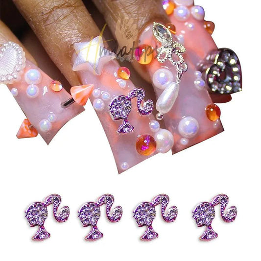 10pc Gold Silver Girl Shape Design Nail Charm Fashionable Girl Decorations Gems Glitter Acrylic DIY Shinning Jewelry