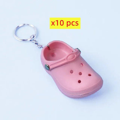 10 PcsCute 3D Mini EVA Beach Hole Little Croc Shoe Keychain Girl Gift Bag Accessories Decoration Keyring Floating KeyChain Charm