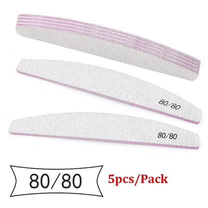 5Pcs/Lot Nail File Mix Color Limas 80/100/150/180/240 Grit Professional Sandpaper Cuticle Remover Buffer Files Manicure Tool Set