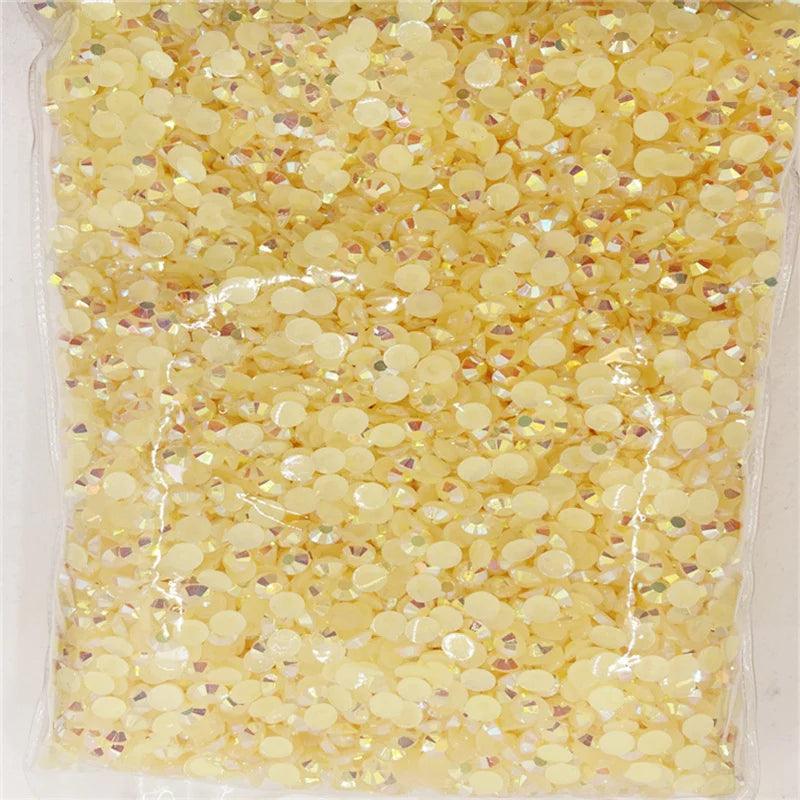 1000pcs 6mm Glue On Crystal Stones Resin Rhinestone  Jelly AB Gems Flatback DIY Stones in Non Hot Fix