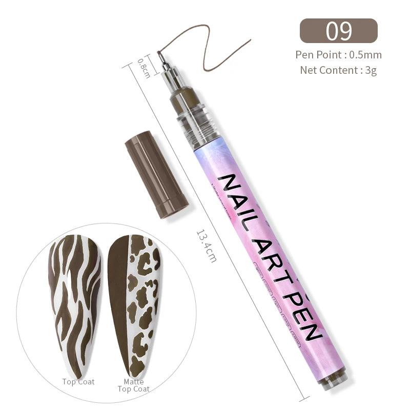 Nail Art Drawing Graffiti Pen Waterproof Painting Liner Brush DIY 3D Abstract Lines Fine Details Flower Leaf Nail Manicure Tools