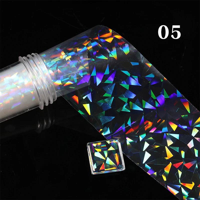 Aurora Chrome Nail Foil Mirror Effect Nail Pigment Irridescent Glitter Heart Marble Foil Sticker Decoration Manicure Wraps