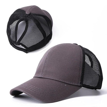 Ponytail Baseball Cap Summer Women  Adjustable Simple Fashionable Solid Colors Messy Hat Casual Cotton Girl Snapback Mesh Cap