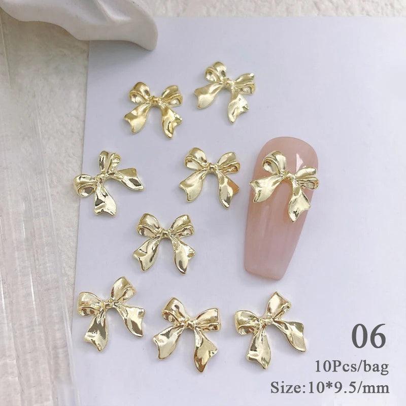 Butterfly Shaped Gold Silver Nail Charms Metal Alloy 3D Nail Rivets Gems Decoration Manicure Jewelry Accessories Nail Supplies