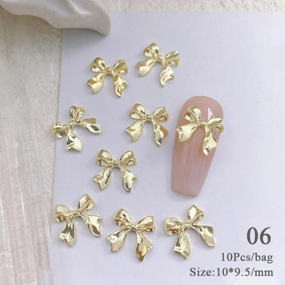 Butterfly Shaped Gold Silver Nail Charms Metal Alloy 3D Nail Rivets Gems Decoration Manicure Jewelry Accessories Nail Supplies