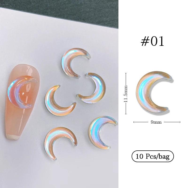 1Bag 3D Heart Nail Rhinestones Water ripple flat bottom love Charms Crystal Nail Art Decorations Gem Kawaii Resin Nails Gems