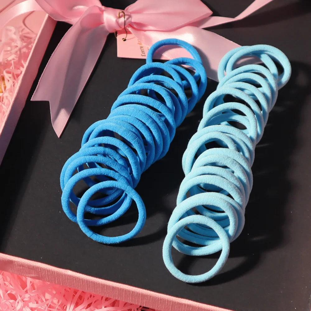 50PCS/Set 5CM Solid Color Cotton Hair Ties For Women Hairbands Elastic Rubber Bands Seamless Link Rope Hair Accessories