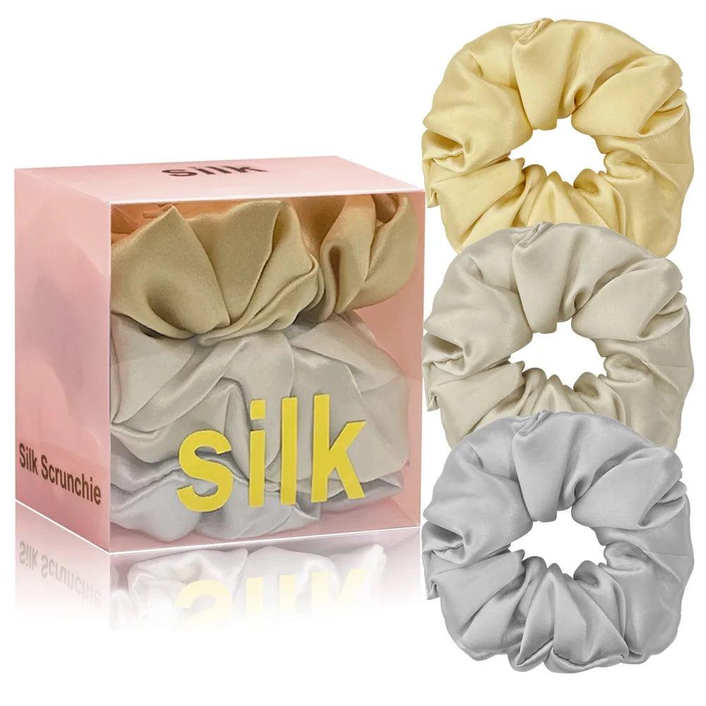 1 Box 100% Pure Mulberry Silk Hair Scrunchies Silk Hair Ties Hairbands Skinny Scrunchies Ponytail Holders Hair Care Accessories