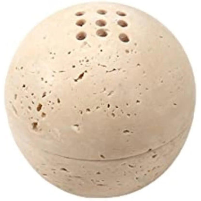 SAIDKOCC Handmade Natural Marble Beige Travertine Stone Round Incense Burner Holder for Room / Kitchen / Coffee Shop - HighGloss Shop